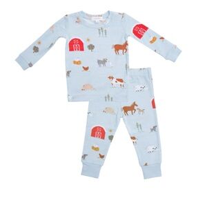 Angel Dear Farm Friends Pajama Set - Light Blue